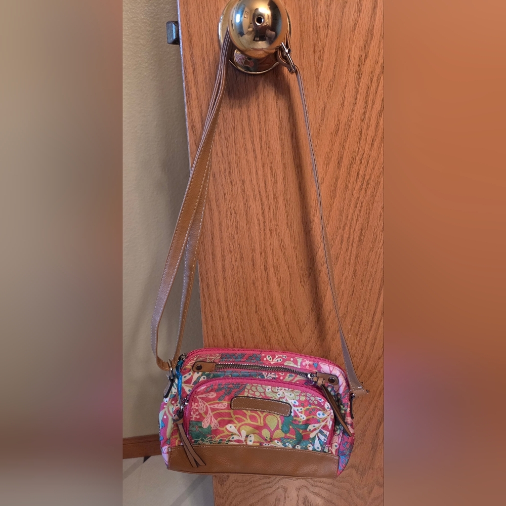 Lily Bloom Vibrant Pink and Tan Crossbody Bag